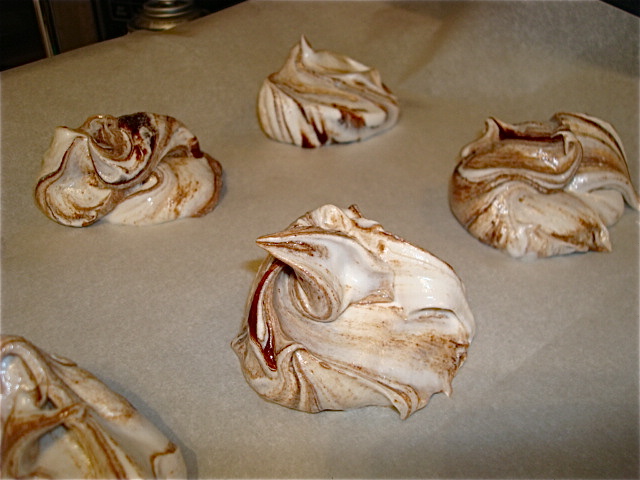 Meringues ready to go into the oven
