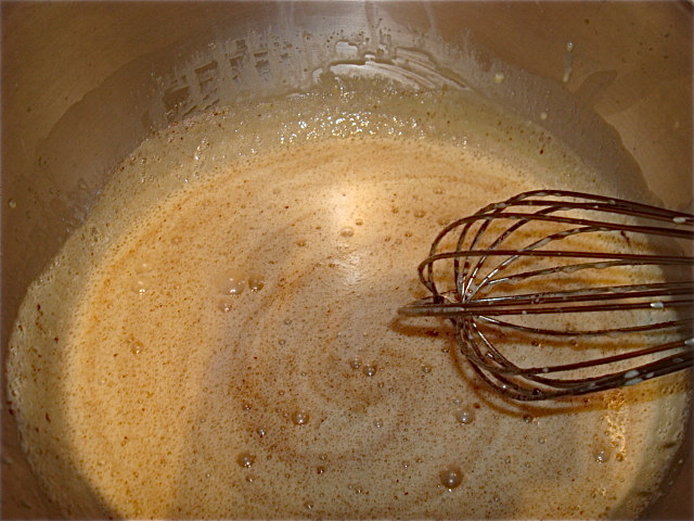 Whisk heartily until the chocolate is completely combined