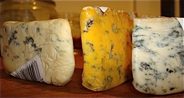 A trio of blue cheeses