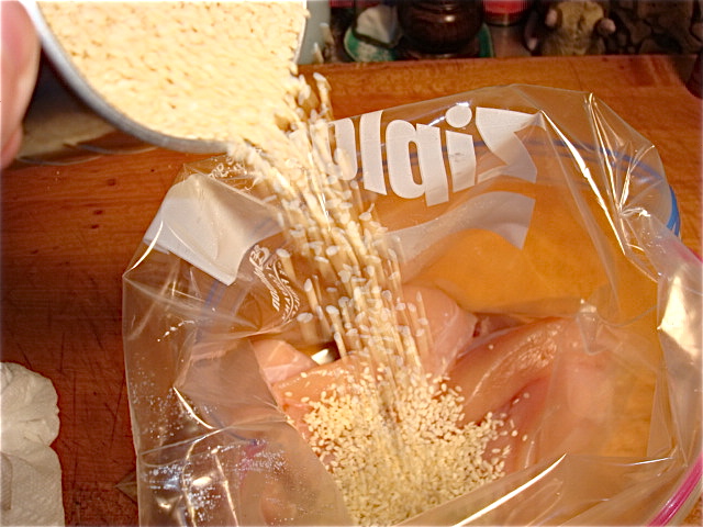 Toss in the sesame seeds