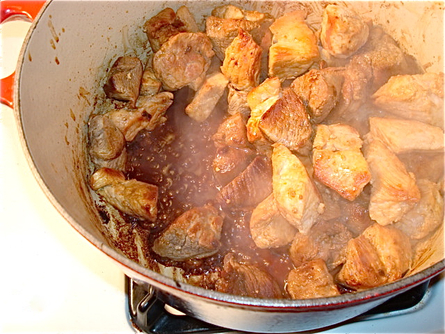 Combine the meats and deglaze your pan