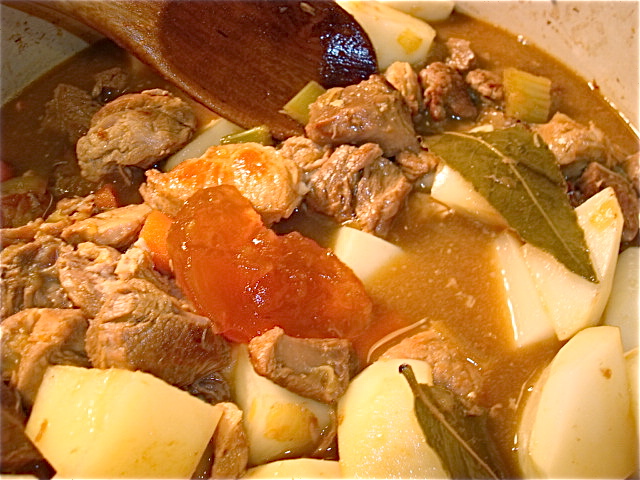 Add the potatoes and the apricot preserves