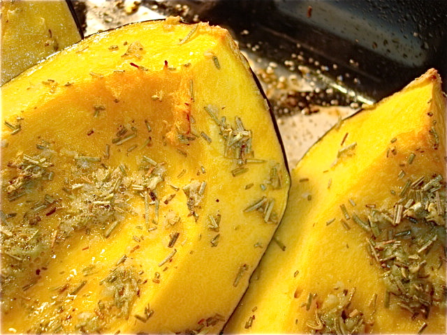 Squash after 30 minutes in the oven