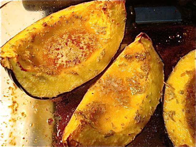 Baked acorn squash, fresh from the oven