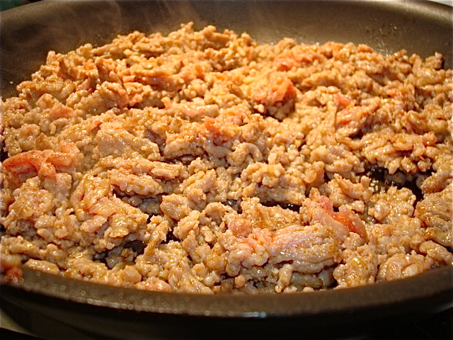 Fry the sausage, stirring occasionally