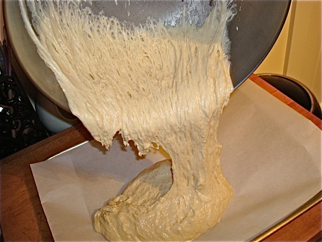 Pour the dough onto your prepared pan