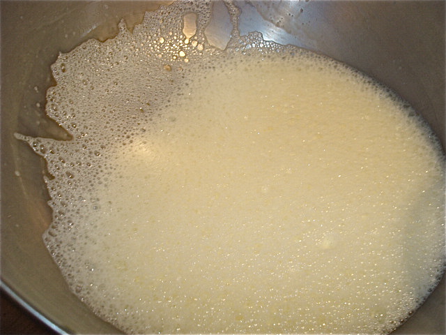 Beat the soured milk and the eggs together