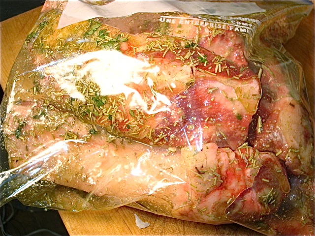 Smoosh the marinade around so it coats the ribs inside the bag