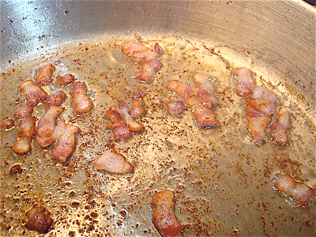 Cook the bacon until crisp