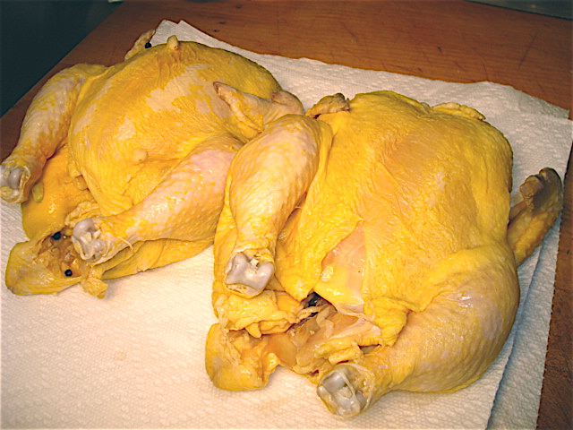Cider marinated cornish hens, ready for the pan