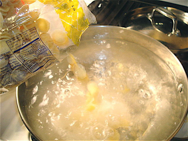 Add the orecchiette to your pot of boiling water