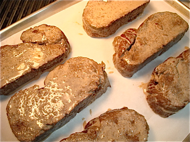Line the soaked slices up on your sheet pan