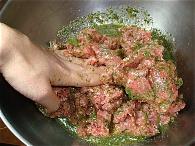 Mix the egg in by hand