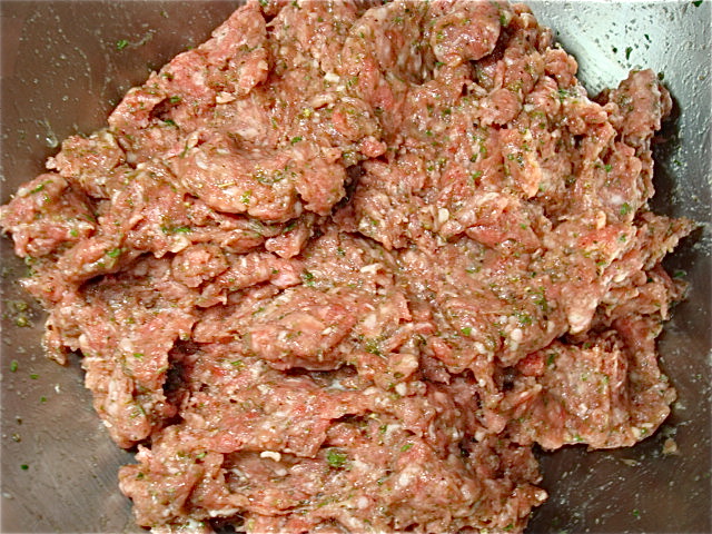 Meat, with egg totally mixed in