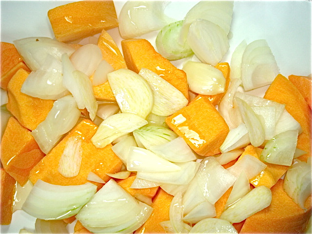 Veggies covered in olive oil
