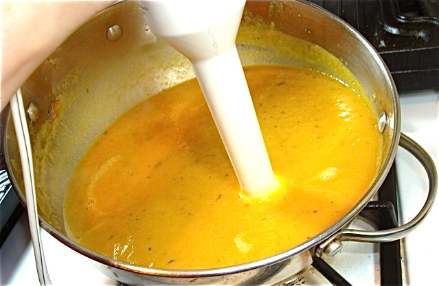 Tip the pot to puree the soup if you need to