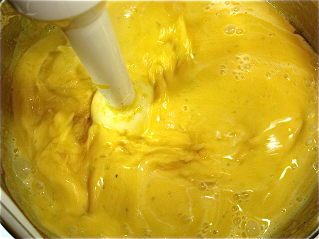 Puree the soup and cream