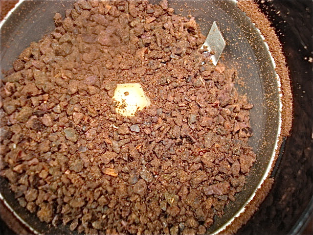 Next, grind them in a coffee grinder