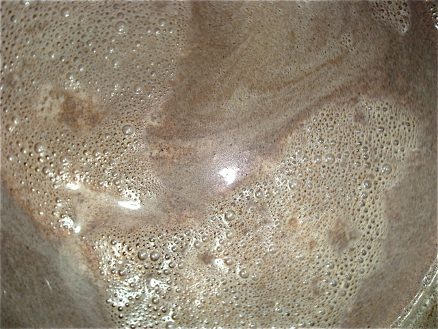 Hot chocolate, coming up to a simmer