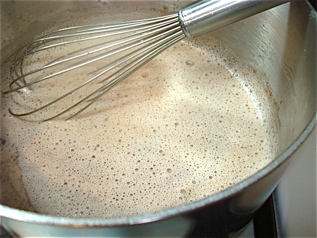 Hot chocolate, coming up to a simmer