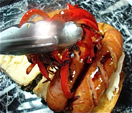 Top with onions and peppers