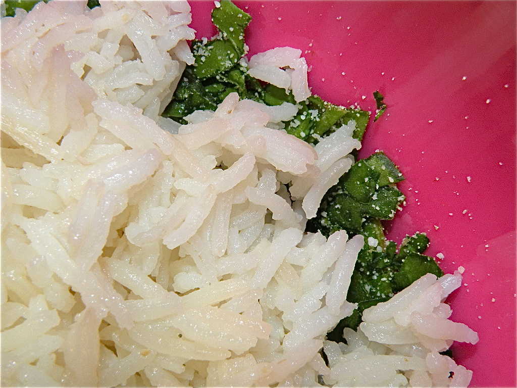 Toss on the hot rice