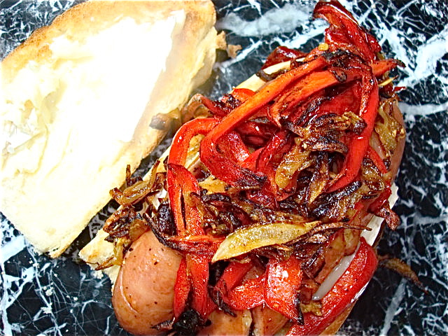Chicken & Apple Sausage Sub with Caramelized Onions, Peppers & Brie