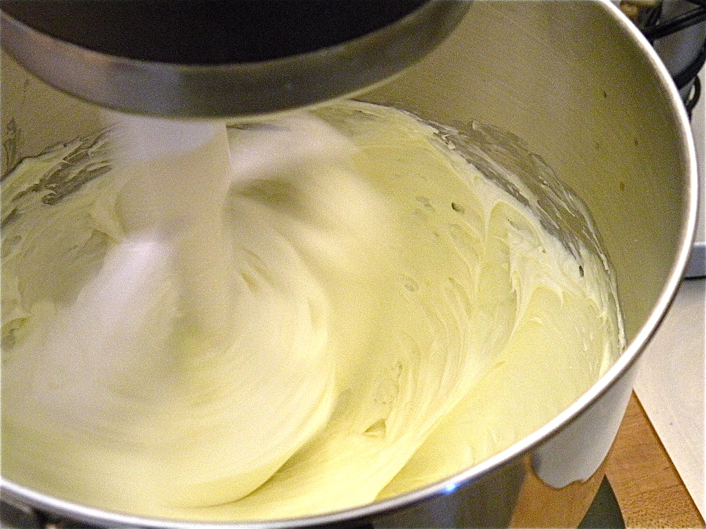 Beat the butter & cream cheese together