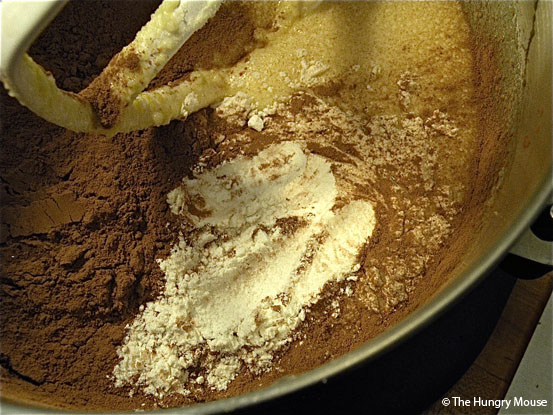 Add the cocoa and flour