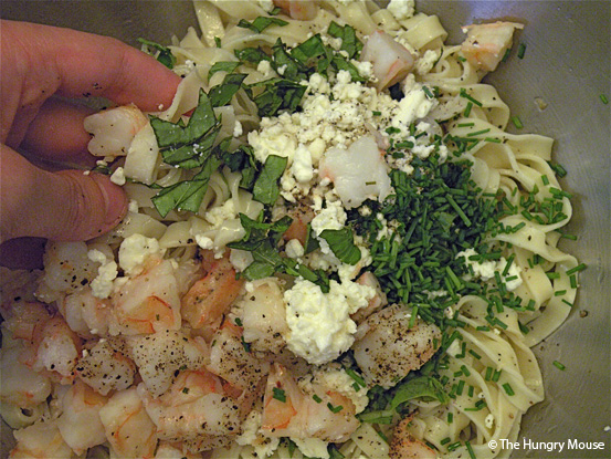 Pasta Salad with Shrimp, Goat Feta, and Basil at The Hungry Mouse Pasta Salad with Shrimp, Goat Feta, and Basil at The Hungry Mouse