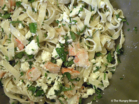 Pasta Salad with Shrimp, Goat Feta, and Basil at The Hungry Mouse Pasta Salad with Shrimp, Goat Feta, and Basil at The Hungry Mouse