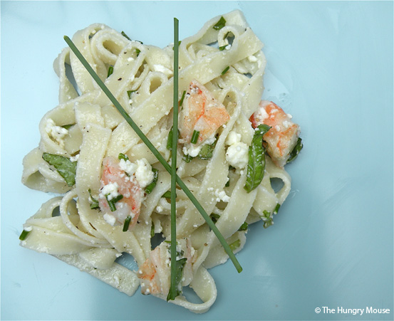 Pasta Salad with Shrimp, Goat Feta, and Basil at The Hungry Mouse Pasta Salad with Shrimp, Goat Feta, and Basil at The Hungry Mouse