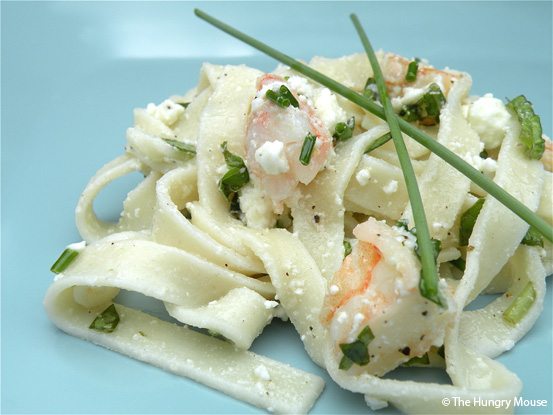 Pasta Salad with Shrimp, Goat Feta, and Basil at The Hungry Mouse Pasta Salad with Shrimp, Goat Feta, and Basil at The Hungry Mouse