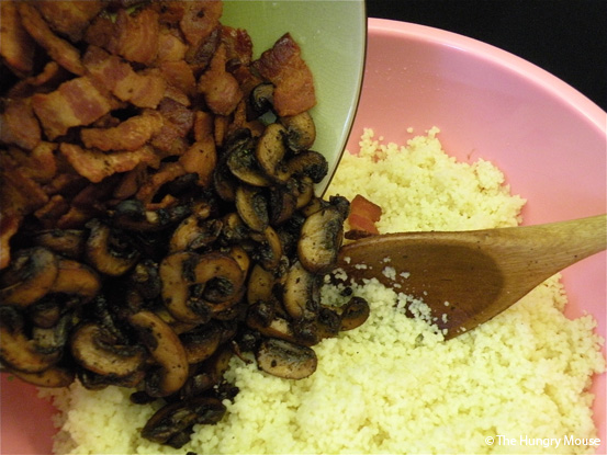Cous Cous Salad with Bacon and Caramelized Mushrooms at The Hungry Mouse