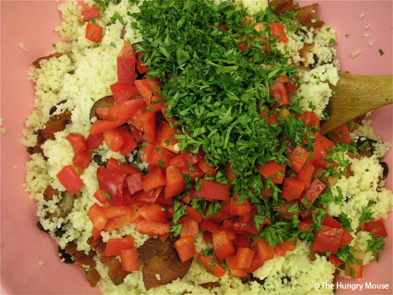 Cous Cous Salad with Bacon and Caramelized Mushrooms at The Hungry Mouse