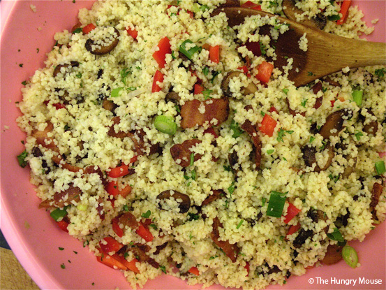 Cous Cous Salad with Bacon and Caramelized Mushrooms at The Hungry Mouse