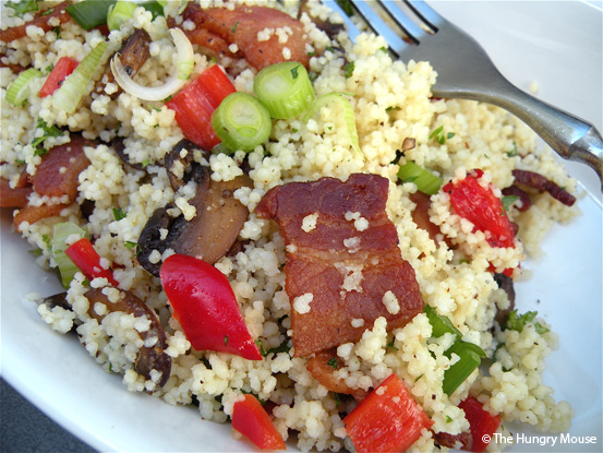 Cous Cous Salad with Bacon and Caramelized Mushrooms at The Hungry Mouse