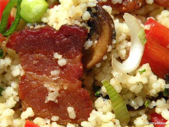 Cous Cous Salad with Bacon and Caramelized Mushrooms at The Hungry Mouse