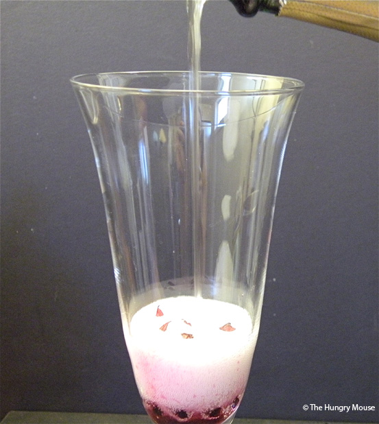 Blooming Champagne Cocktail with Wild Hibiscus at The Hungry Mouse