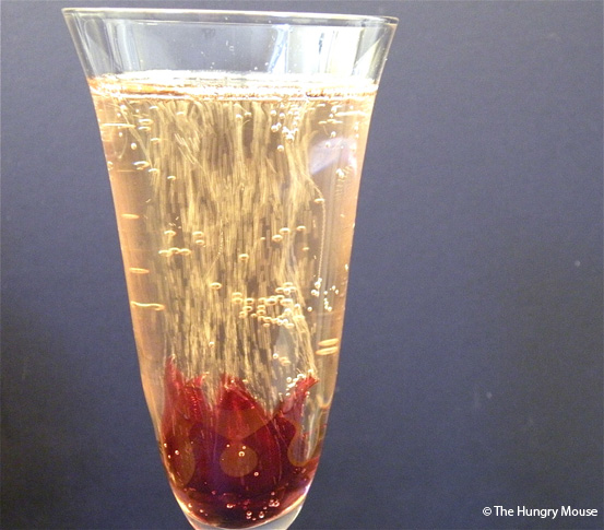 Blooming Champagne Cocktail with Wild Hibiscus at The Hungry Mouse