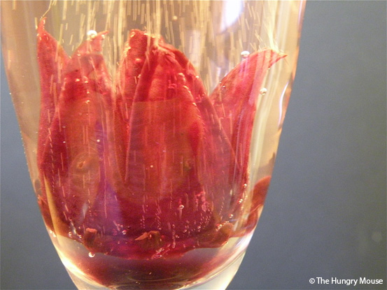 Blooming Champagne Cocktail with Wild Hibiscus at The Hungry Mouse