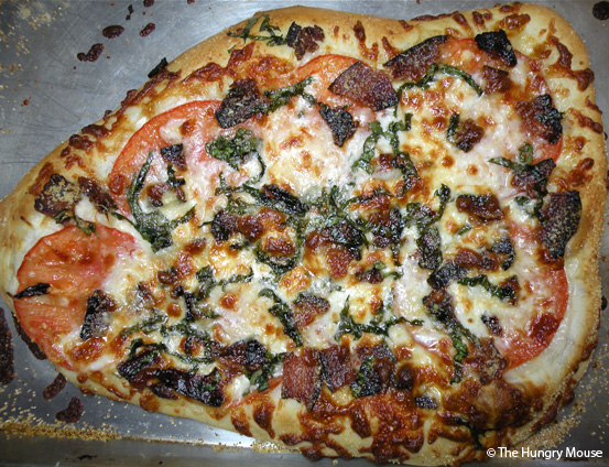 Bacon, Basil & Tomato Pizza at The Hungry Mouse