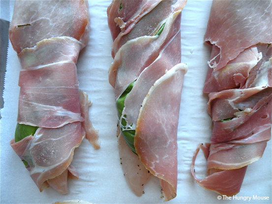 Prosciutto and Basil Wrapped Chicken Fingers at The Hungry Mouse Prosciutto and Basil Wrapped Chicken Fingers at The Hungry Mouse