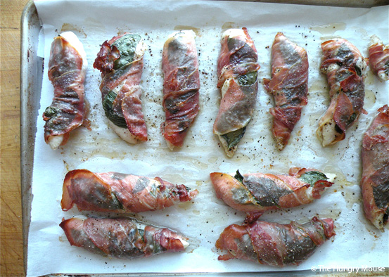 Prosciutto and Basil Wrapped Chicken Fingers at The Hungry Mouse Prosciutto and Basil Wrapped Chicken Fingers at The Hungry Mouse