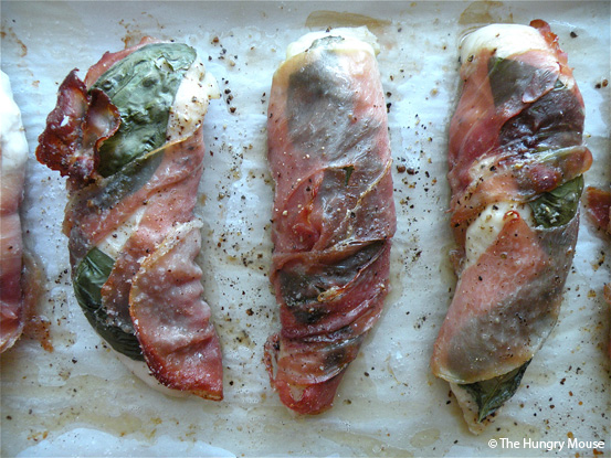 Prosciutto and Basil Wrapped Chicken Fingers at The Hungry Mouse