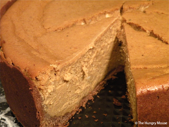 Brown Sugar Pumpkin Cheesecake with Chocolate Shortbread Crust at The Hungry Mouse