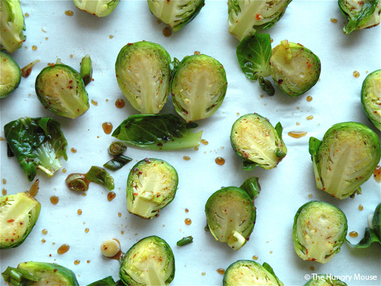 Roasted Brussels Sprouts with Maple Soy Glaze at The Hungry Mouse