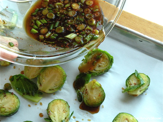 Roasted Brussels Sprouts with Maple Soy Glaze at The Hungry Mouse
