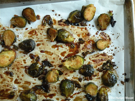 Roasted Brussels Sprouts with Maple Soy Glaze at The Hungry Mouse