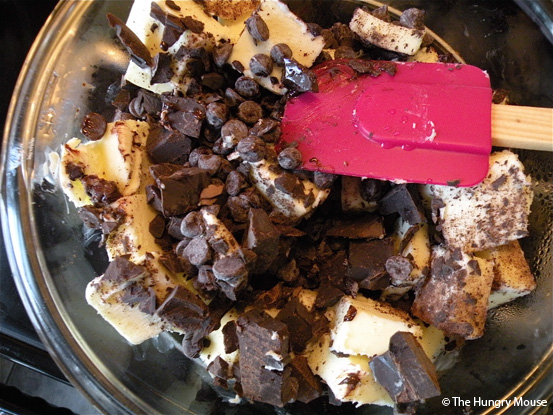 stir the butter and chocolate together to melt stir the butter and chocolate together to melt
